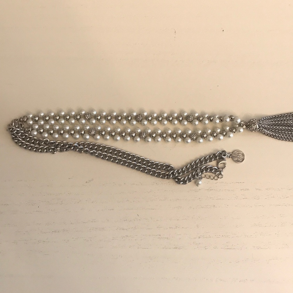 White House Black Market Beaded Tassel Necklace